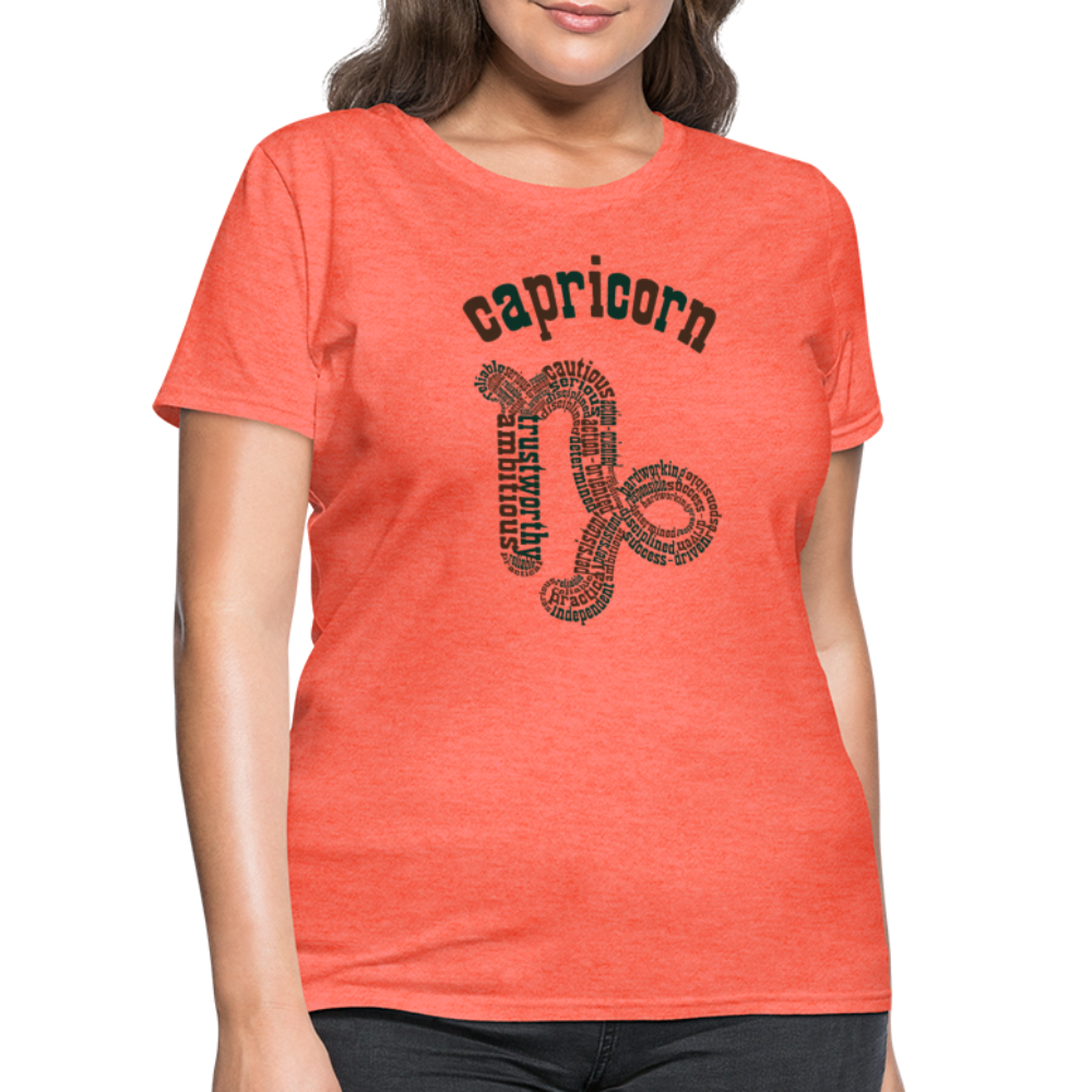 Women's Power Words Capricorn T-Shirt - heather coral