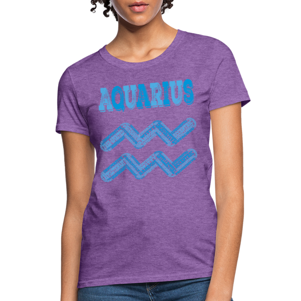 Women's Power Words Aquarius T-Shirt - purple heather