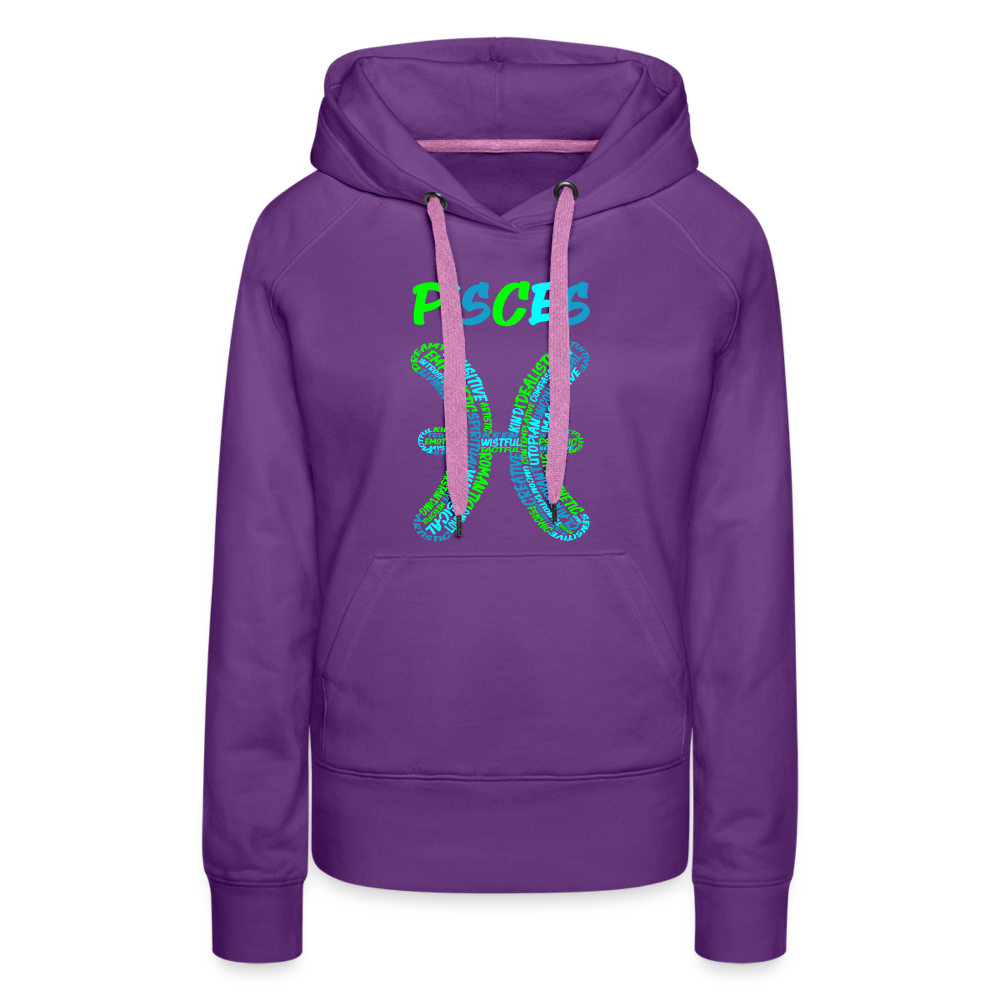 Women's Power Words Pisces Premium Hoodie - purple 