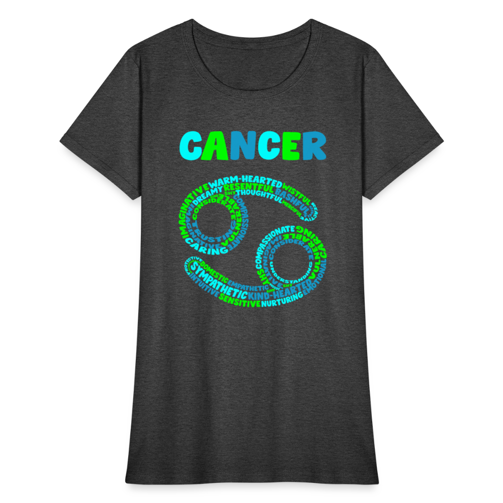 Women's Power Words Cancer T-Shirt - heather black