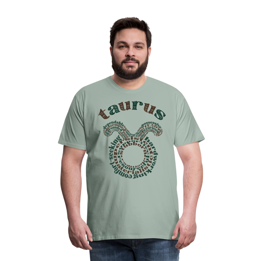 Men's Power Words Taurus Premium T-Shirt - steel green