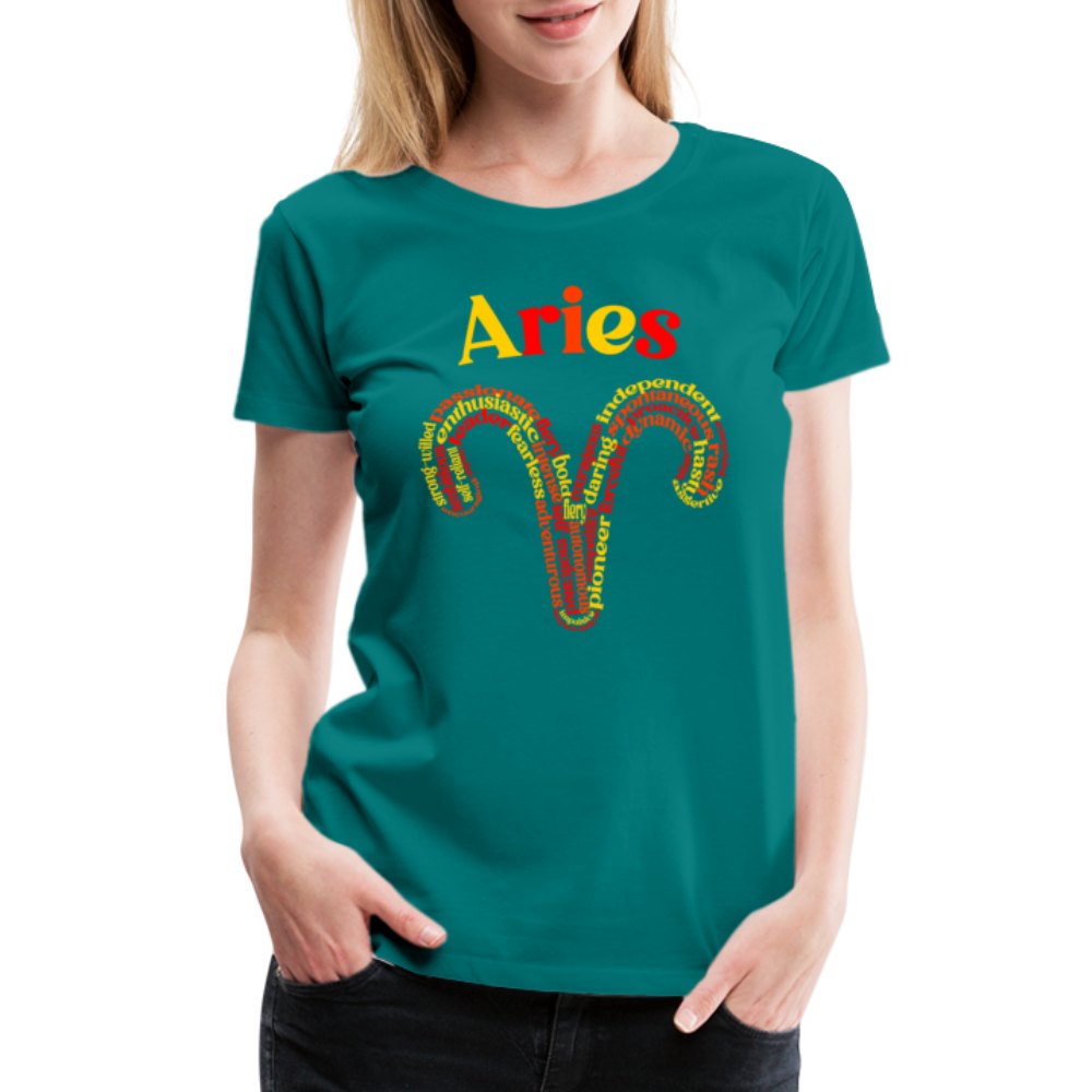 Women's Power Words Aries Premium T-Shirt - teal