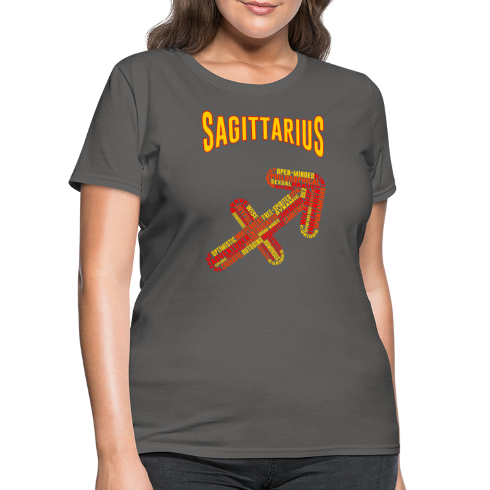 Women's Power Words Sagittarius T-Shirt - charcoal