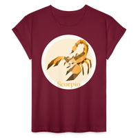 Thumbnail for Women's Mosaic Scorpio Relaxed Fit T-Shirt - burgundy