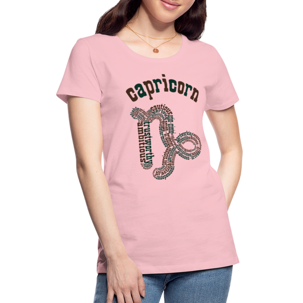 Women's Power Words Capricorn Premium T-Shirt - pink