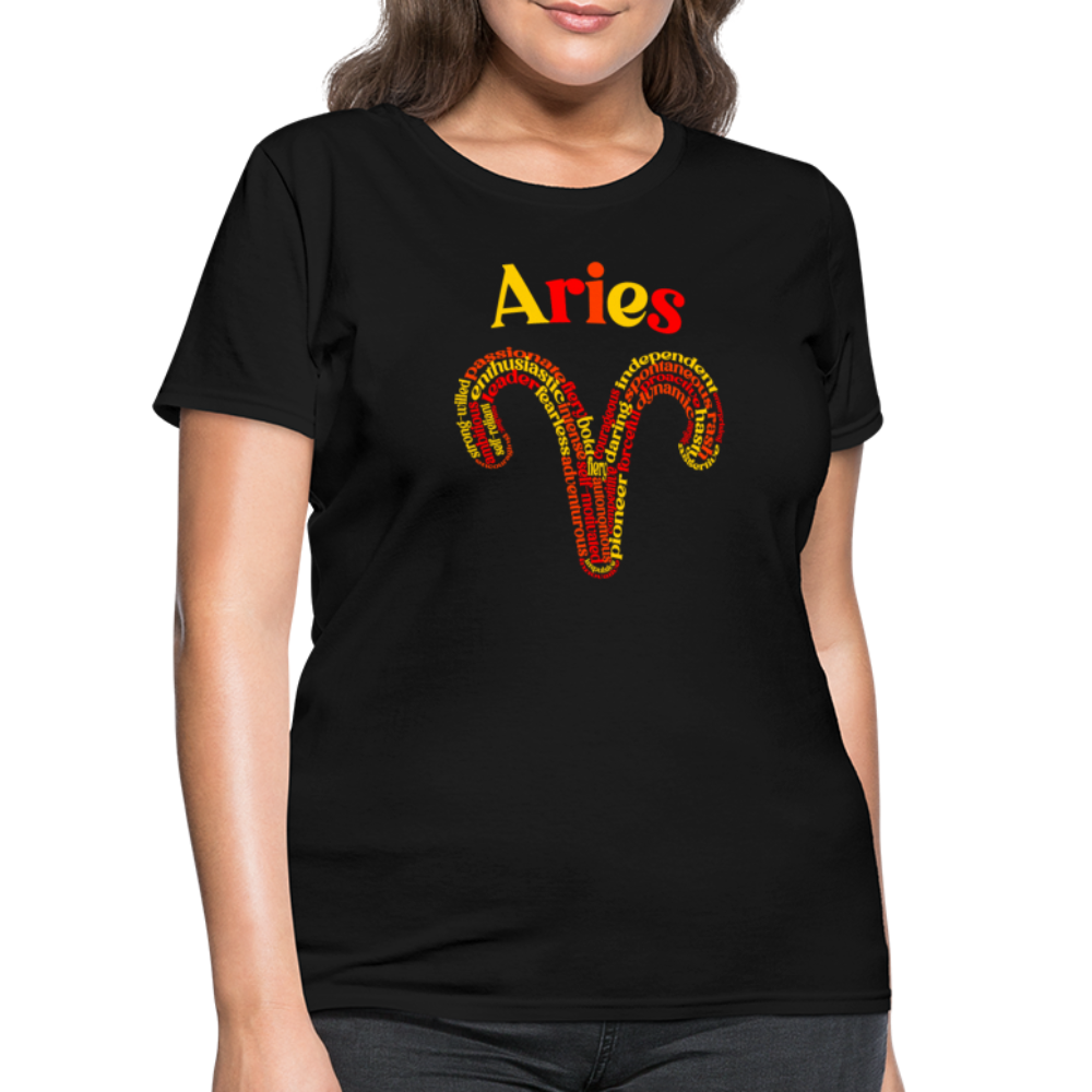 Women's Power Words Aries T-Shirt - black