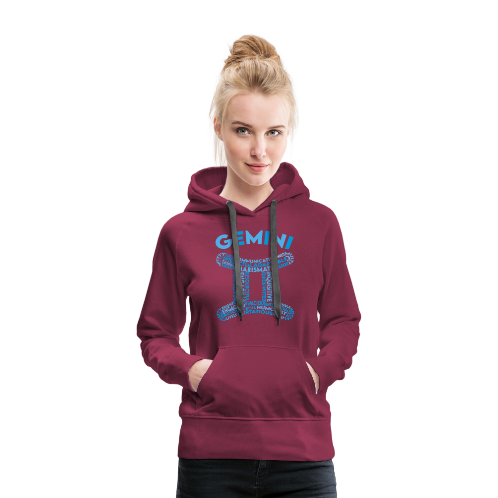 Women's Power Words Gemini Premium Hoodie - burgundy