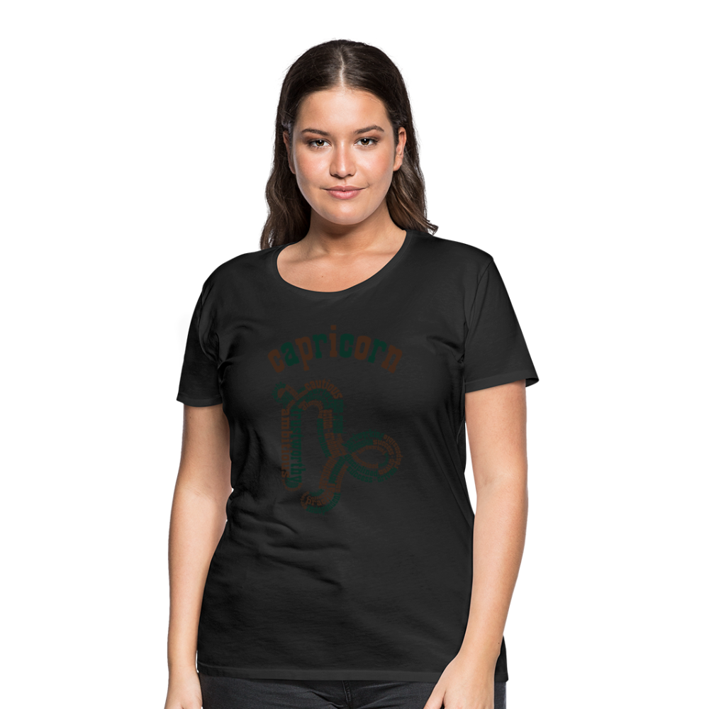 Women's Power Words Capricorn Premium T-Shirt - black