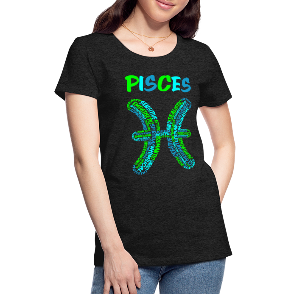 Women's Power Words Pisces Premium T-Shirt - charcoal grey