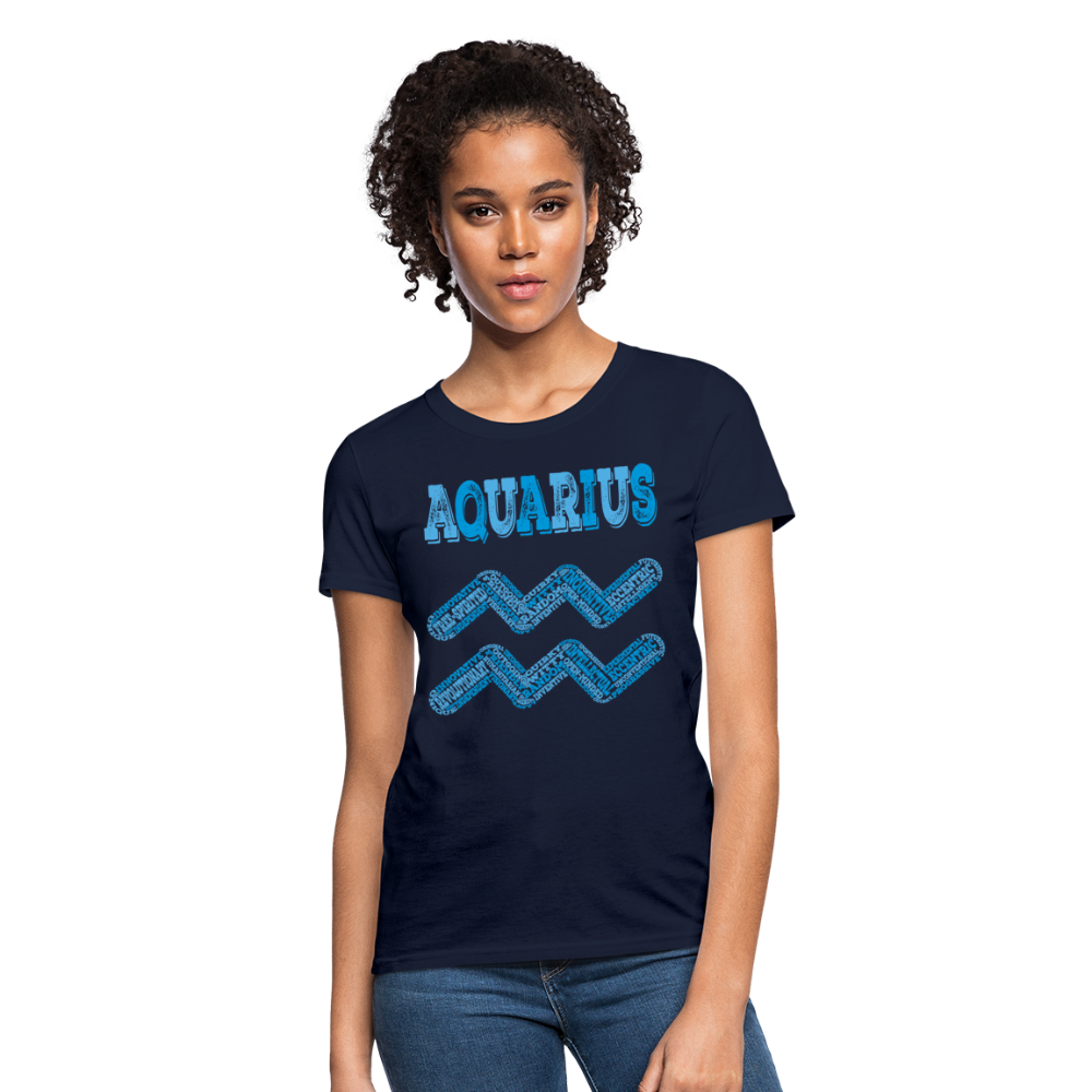 Women's Power Words Aquarius T-Shirt - navy