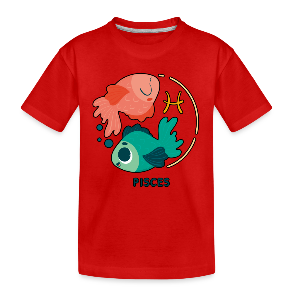 Kid’s Cartoony Pisces Premium Organic T-Shirt - red