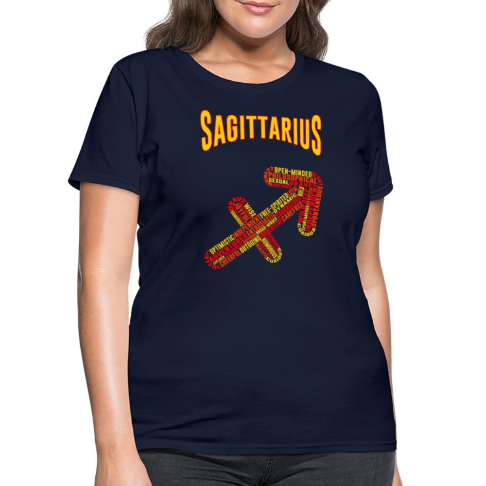 Women's Power Words Sagittarius T-Shirt - navy