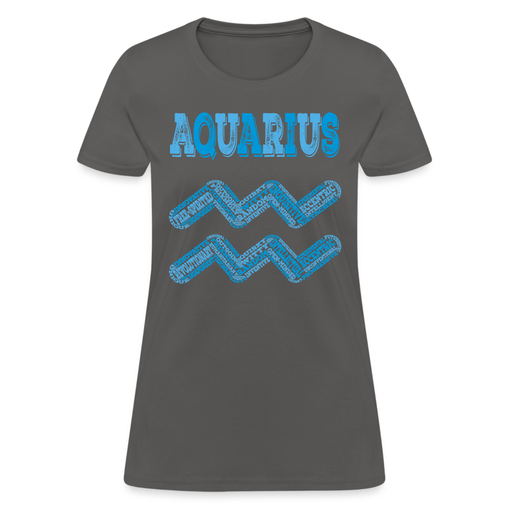 Women's Power Words Aquarius T-Shirt - charcoal