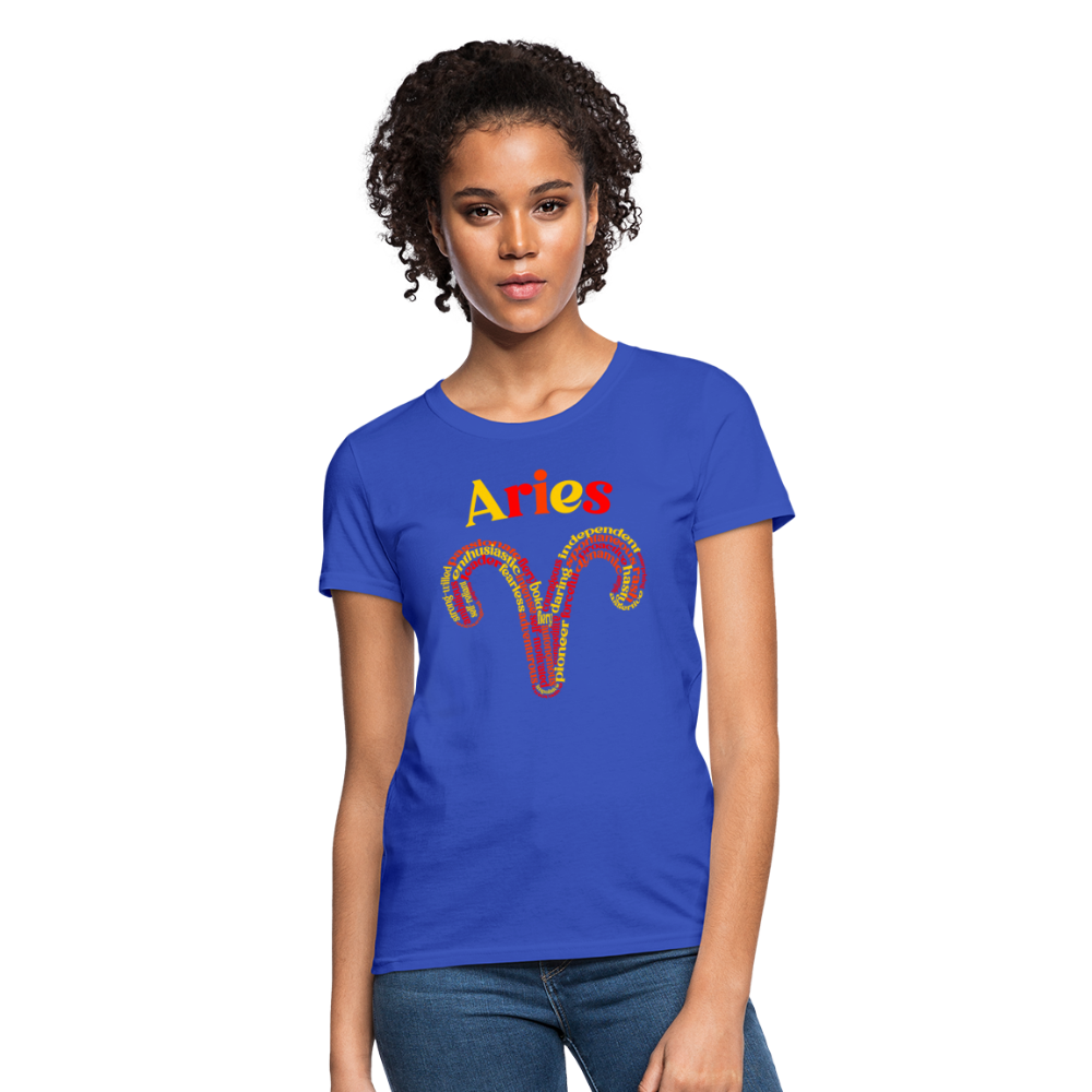 Women's Power Words Aries T-Shirt - royal blue