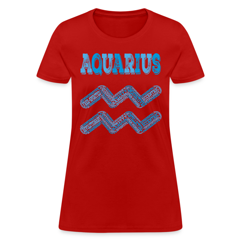 Women's Power Words Aquarius T-Shirt - red