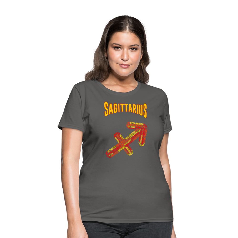 Women's Power Words Sagittarius T-Shirt - charcoal