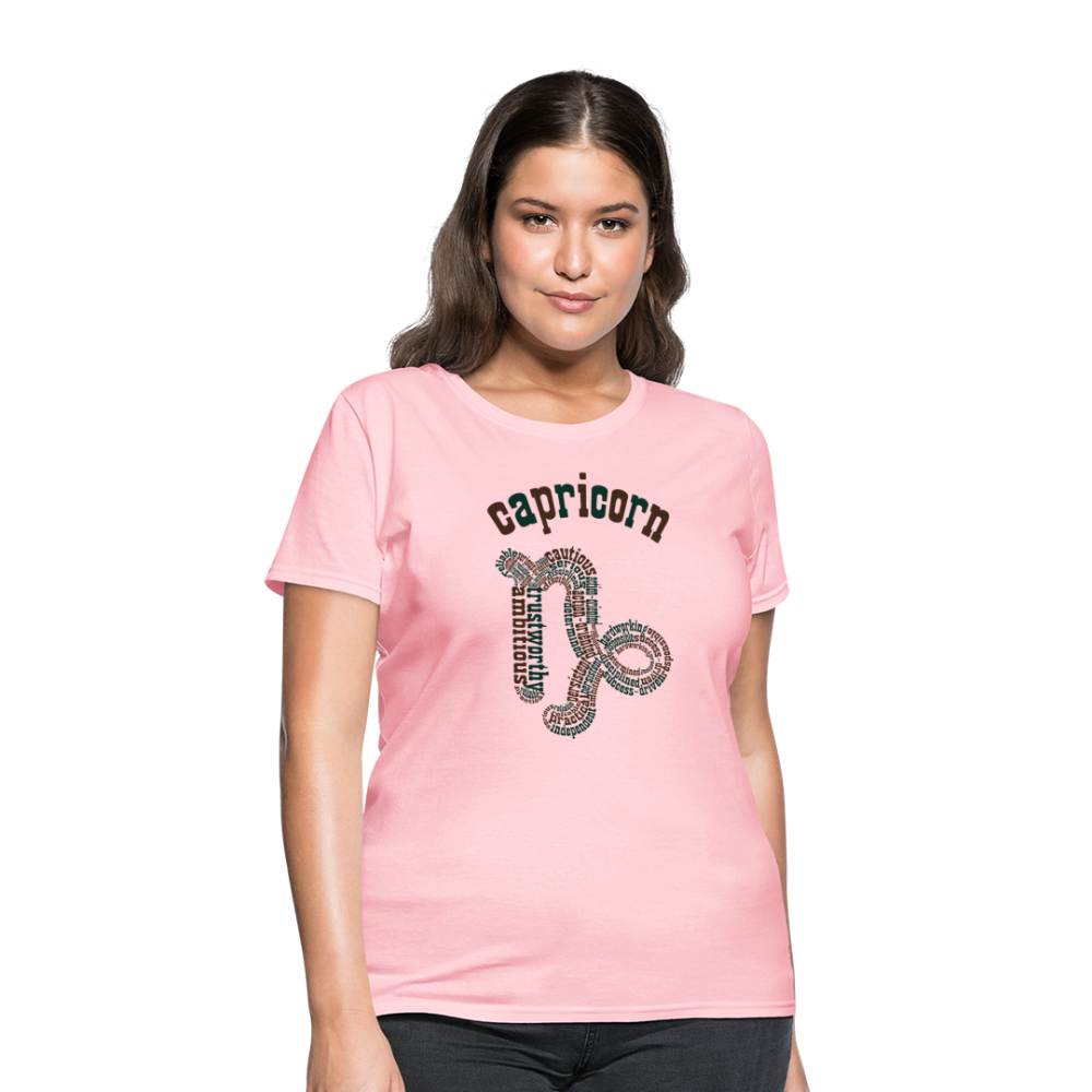 Women's Power Words Capricorn T-Shirt - pink