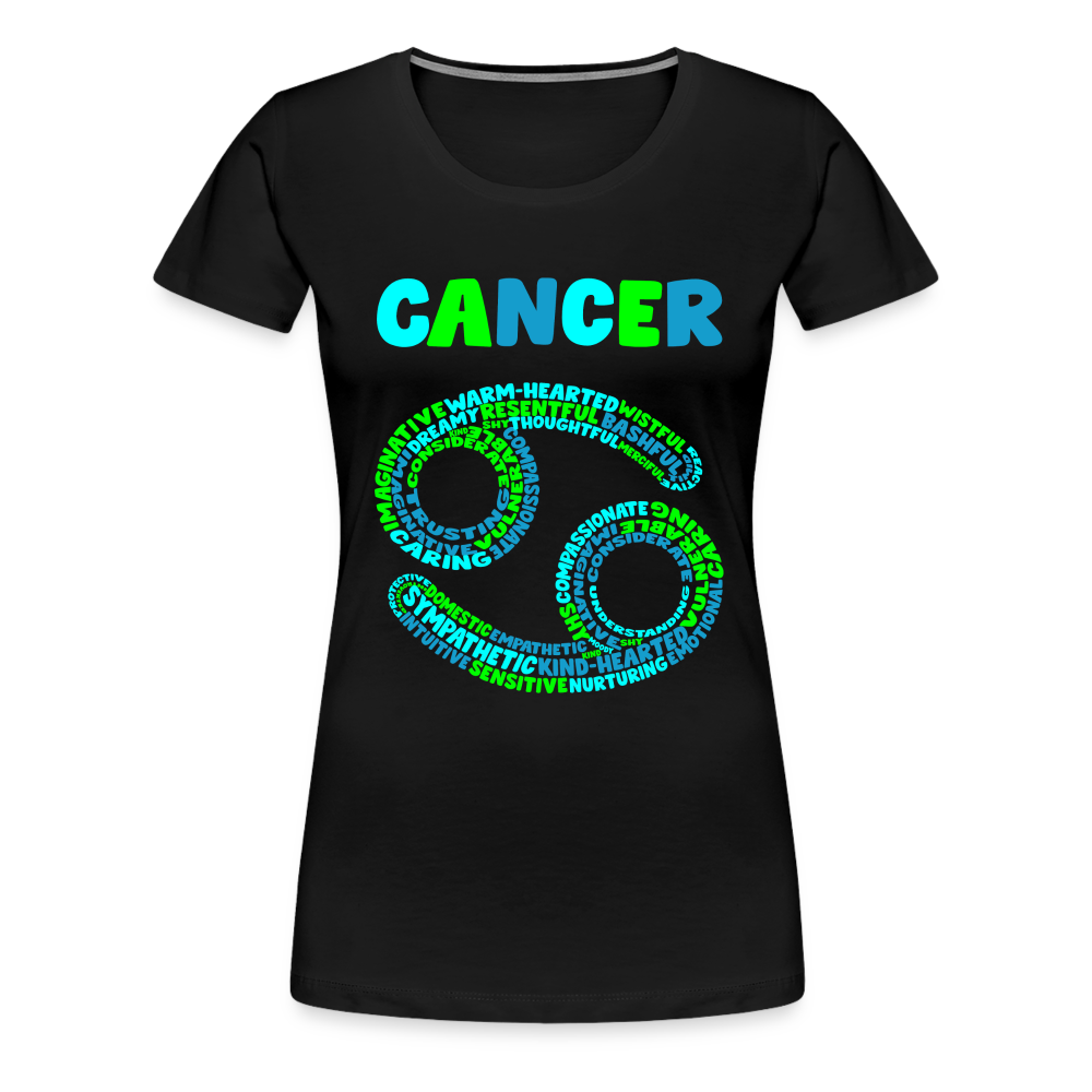 Women's Power Words Cancer Premium T-Shirt - black