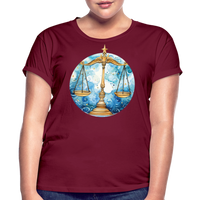 Thumbnail for Women's Mythical Libra Relaxed Fit T-Shirt - burgundy