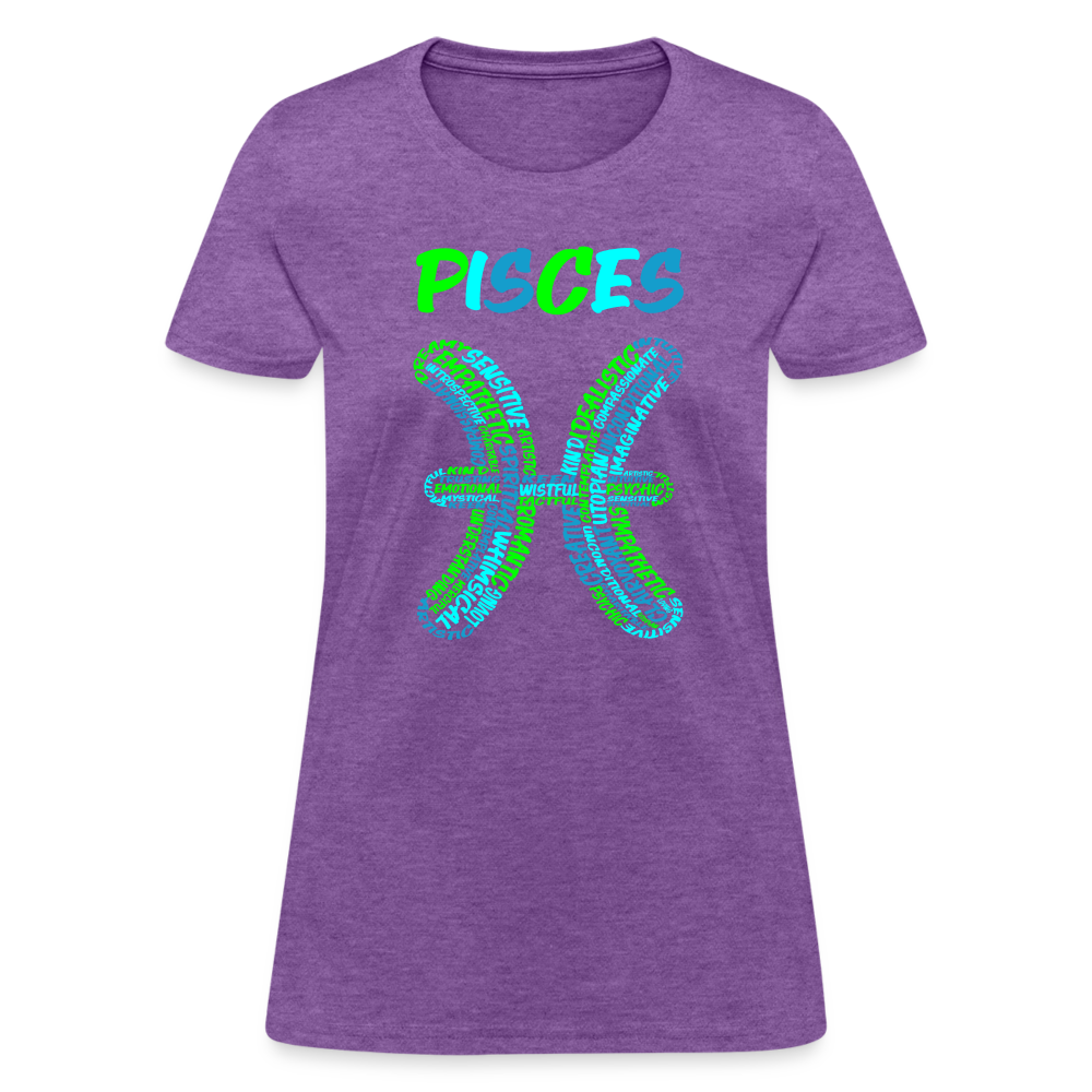 Women's Power Words Pisces T-Shirt - purple heather