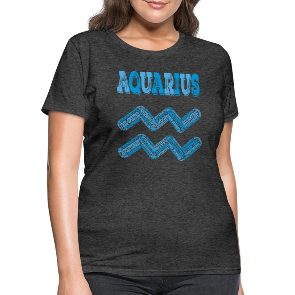 Women's Power Words Aquarius T-Shirt - heather black