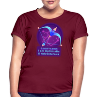 Thumbnail for Women's Neon Sagittarius Relaxed Fit T-Shirt - burgundy