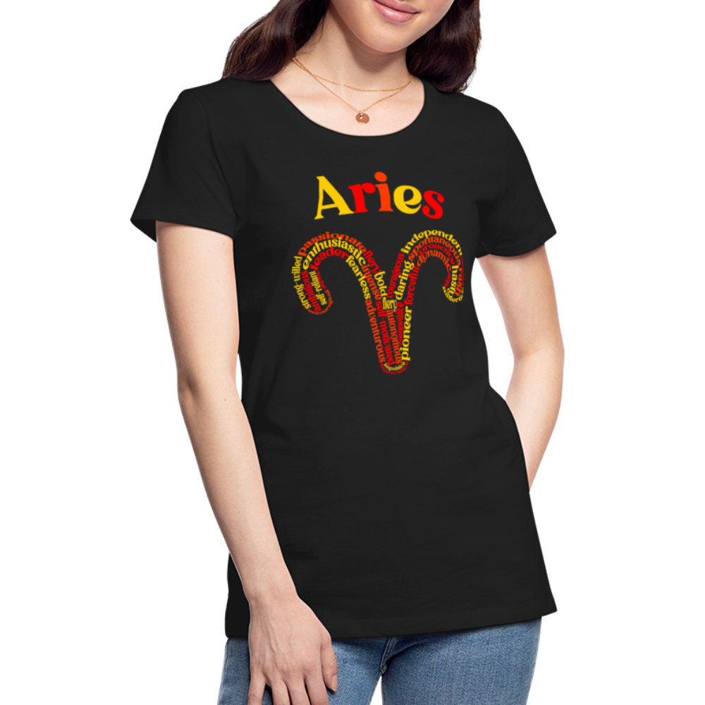 Women's Power Words Aries Premium T-Shirt - black