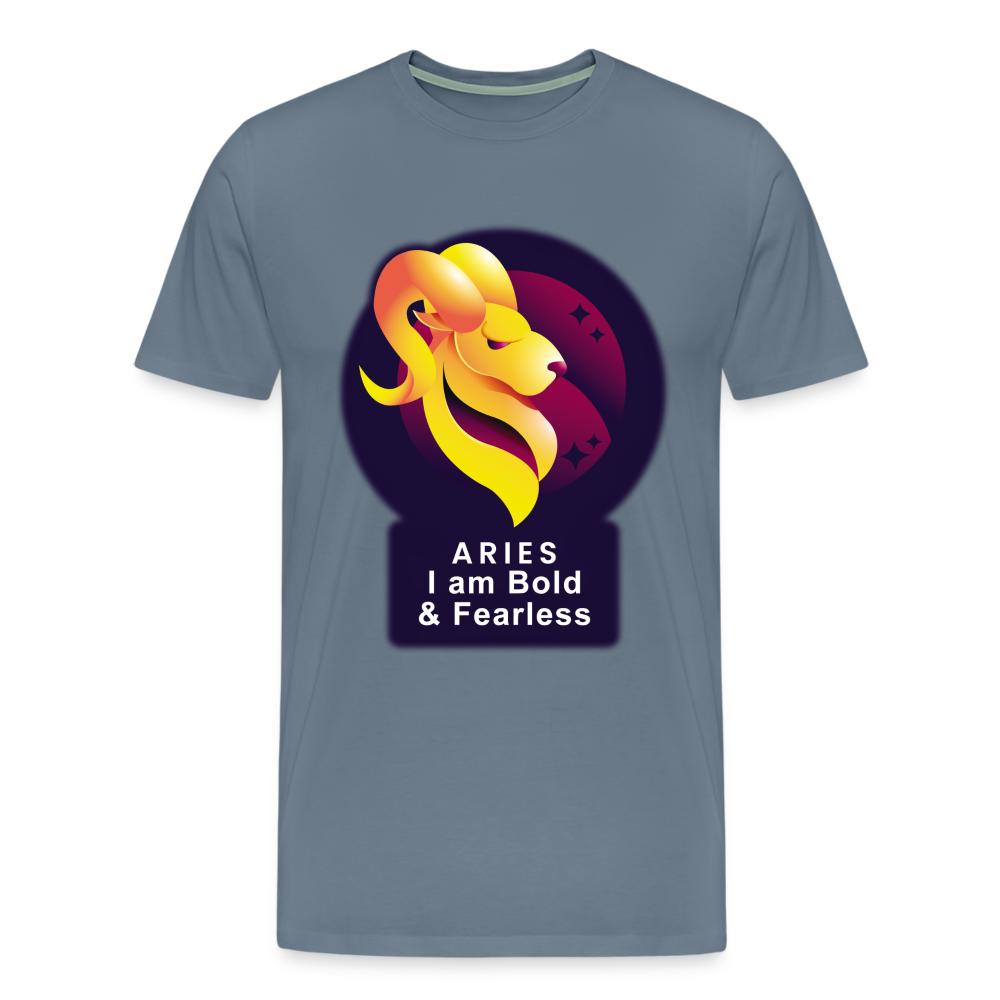 Men's Glow Aries Premium T-Shirt - steel blue