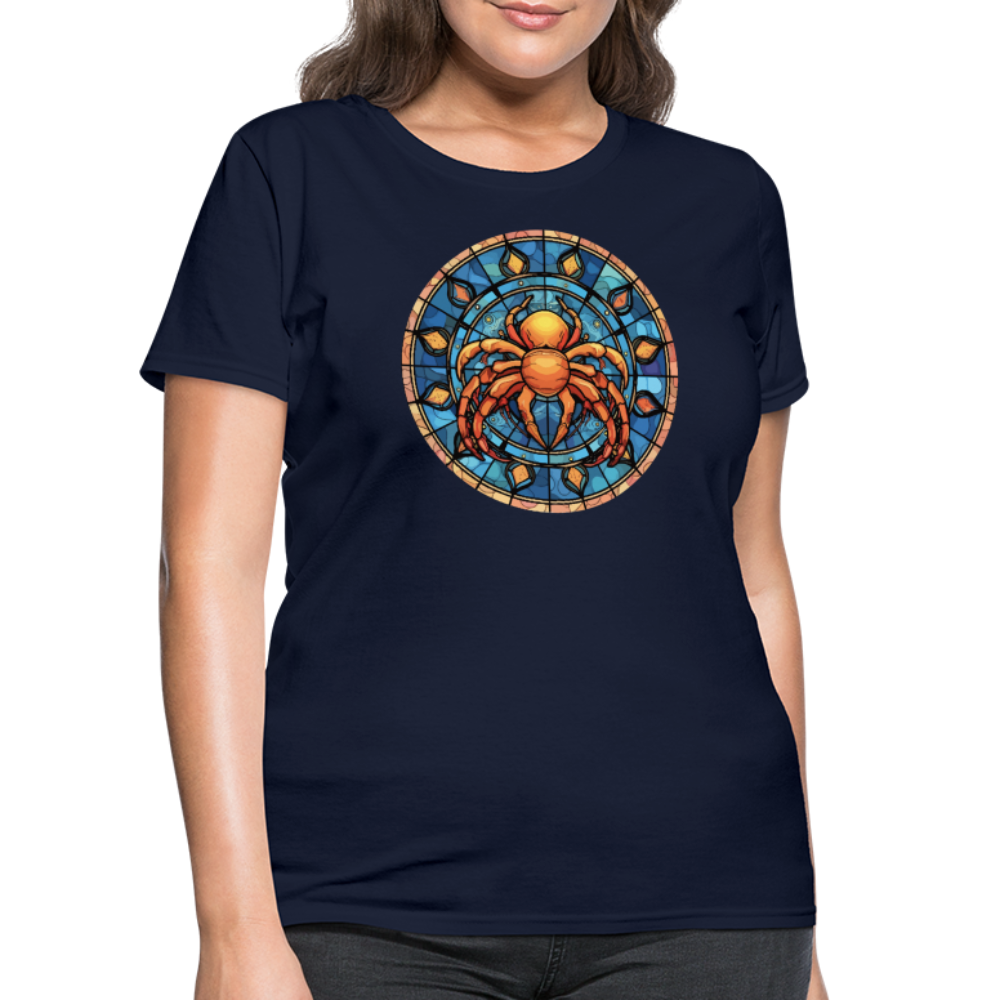 Women's Mosaic Cancer T-Shirt - navy