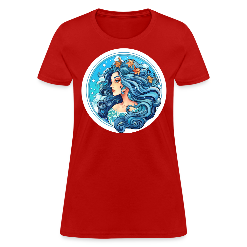 Women's Symbol Aquarius T-Shirt - red