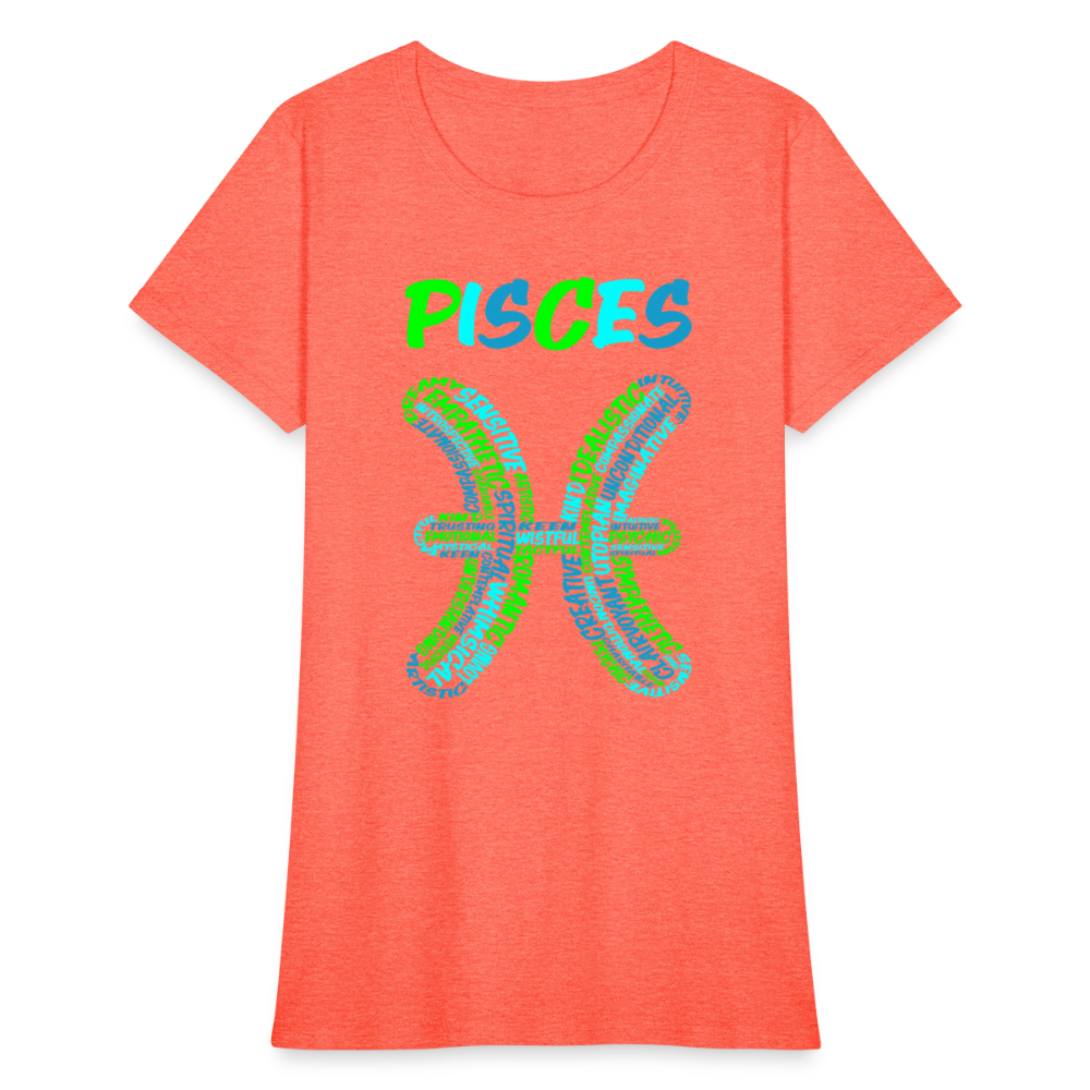 Women's Power Words Pisces T-Shirt - heather coral