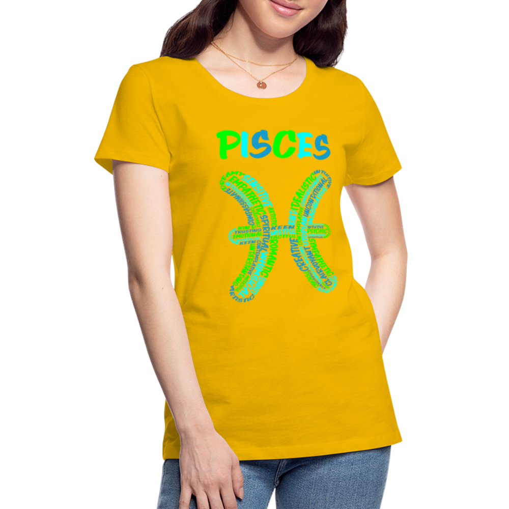 Women's Power Words Pisces Premium T-Shirt - sun yellow