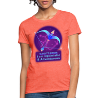 Thumbnail for Women's Neon Sagittarius T-Shirt - heather coral