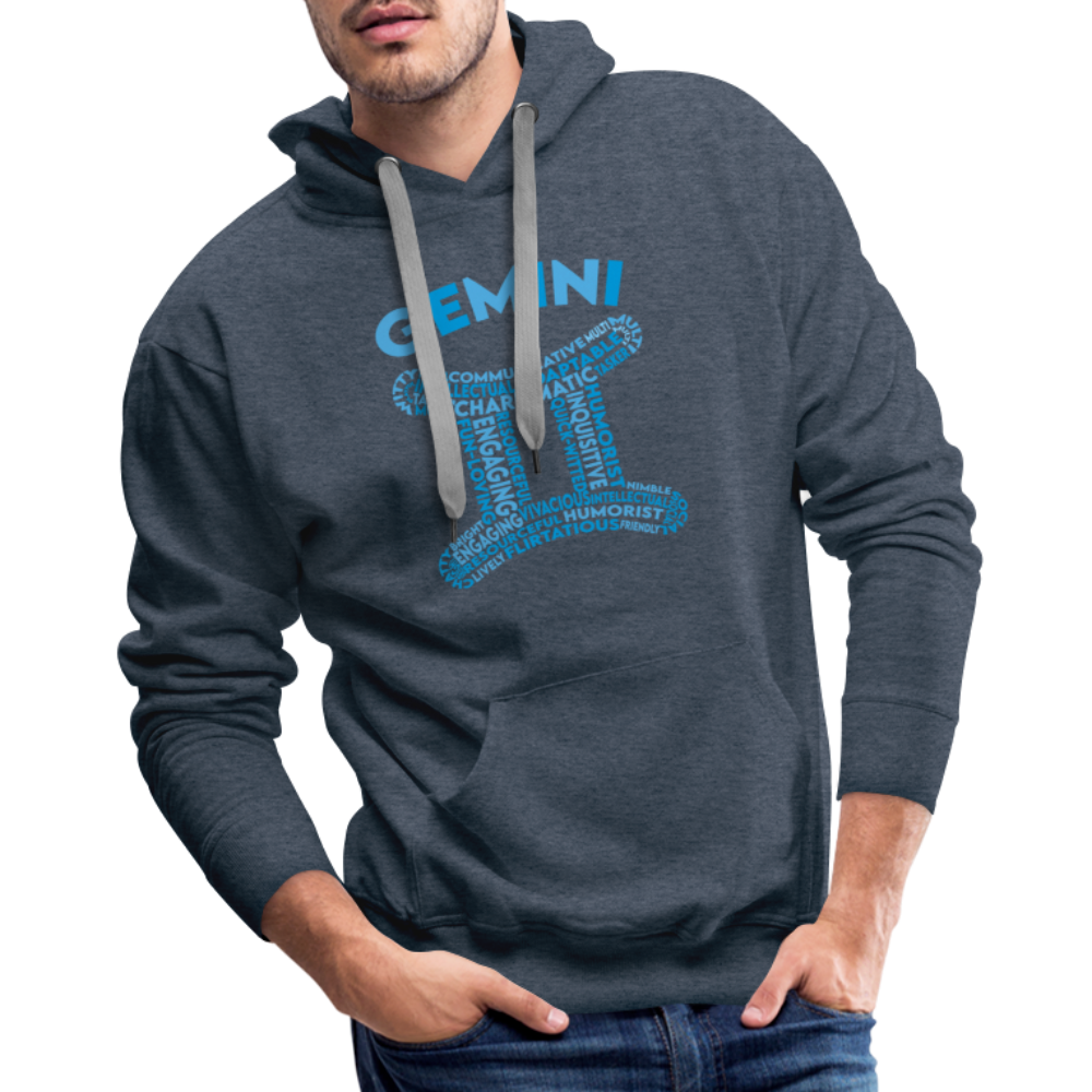 Men's Power Words Gemini Premium Hoodie - heather denim