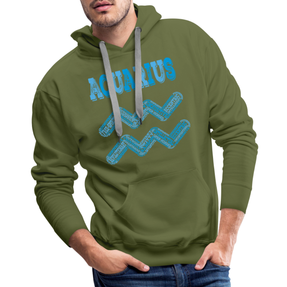 Men's Power Words Aquarius Premium Hoodie - olive green