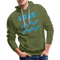 Thumbnail for Men's Power Words Aquarius Premium Hoodie - olive green