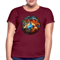 Thumbnail for Women's Mosaic Gemini Relaxed Fit T-Shirt - burgundy