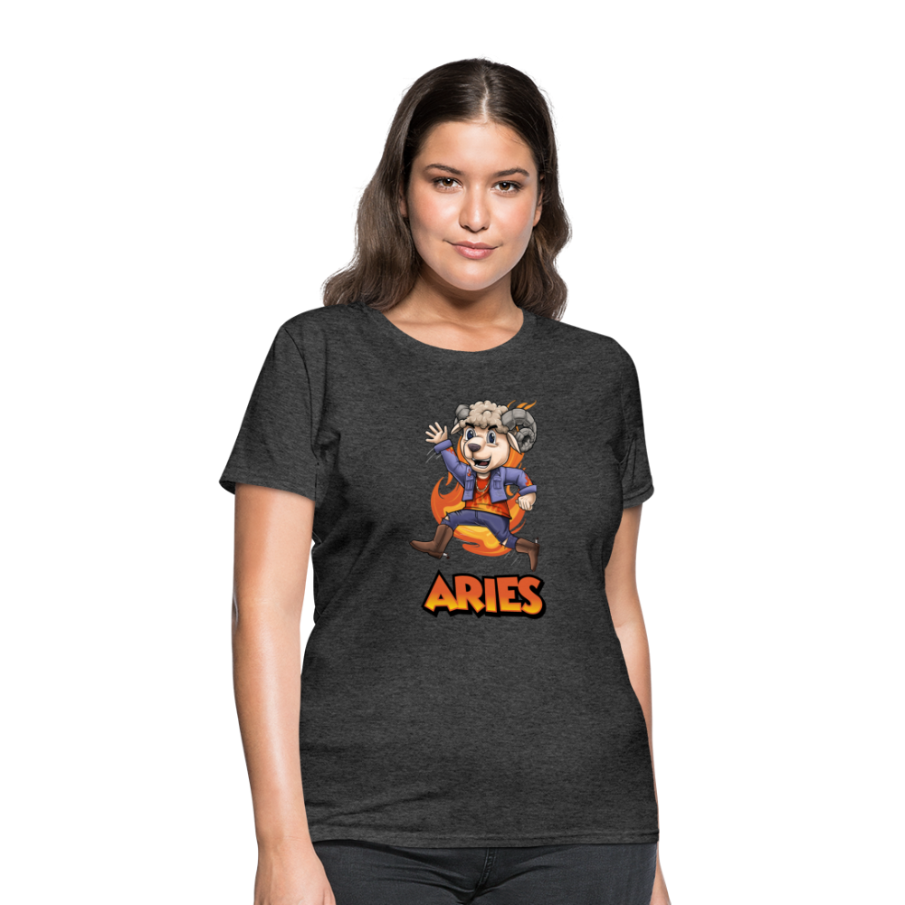 Women's Playful Aries T-Shirt - heather black