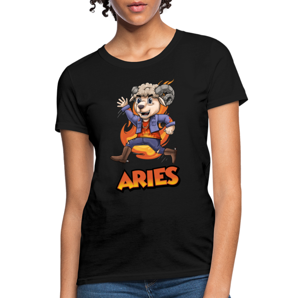 Women's Playful Aries T-Shirt - black