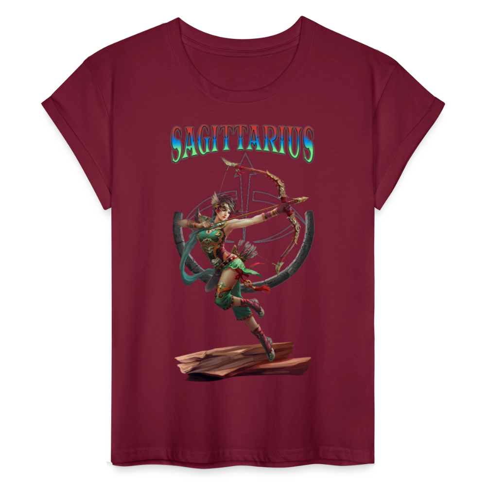 Women's Astral Sagittarius Relaxed Fit T-Shirt - burgundy