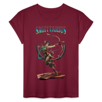 Thumbnail for Women's Astral Sagittarius Relaxed Fit T-Shirt - burgundy