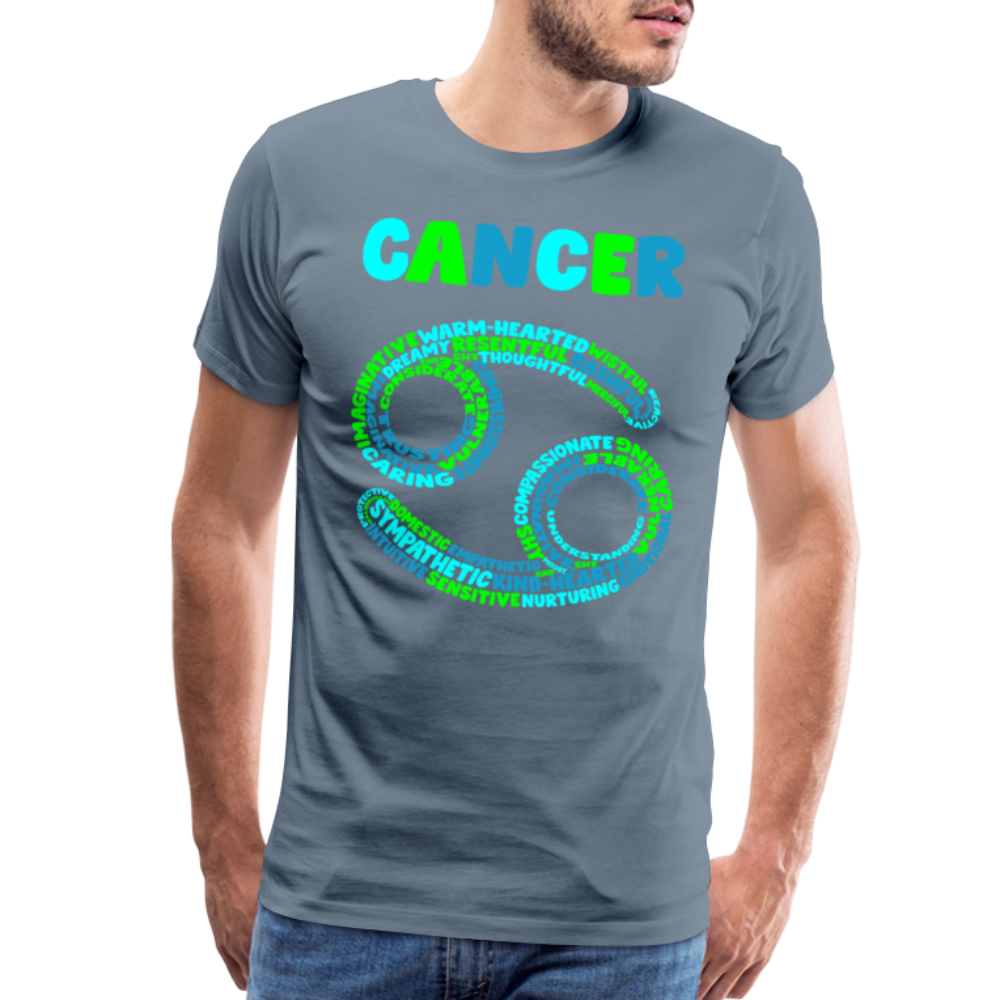 Men's Power Words Cancer Premium T-Shirt - steel blue