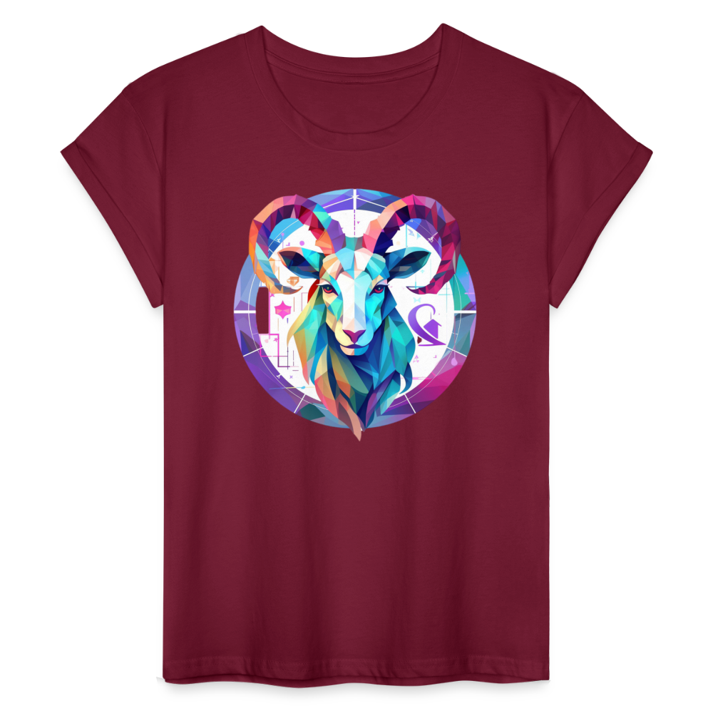 Women's Mythical Aries Relaxed Fit T-Shirt - burgundy