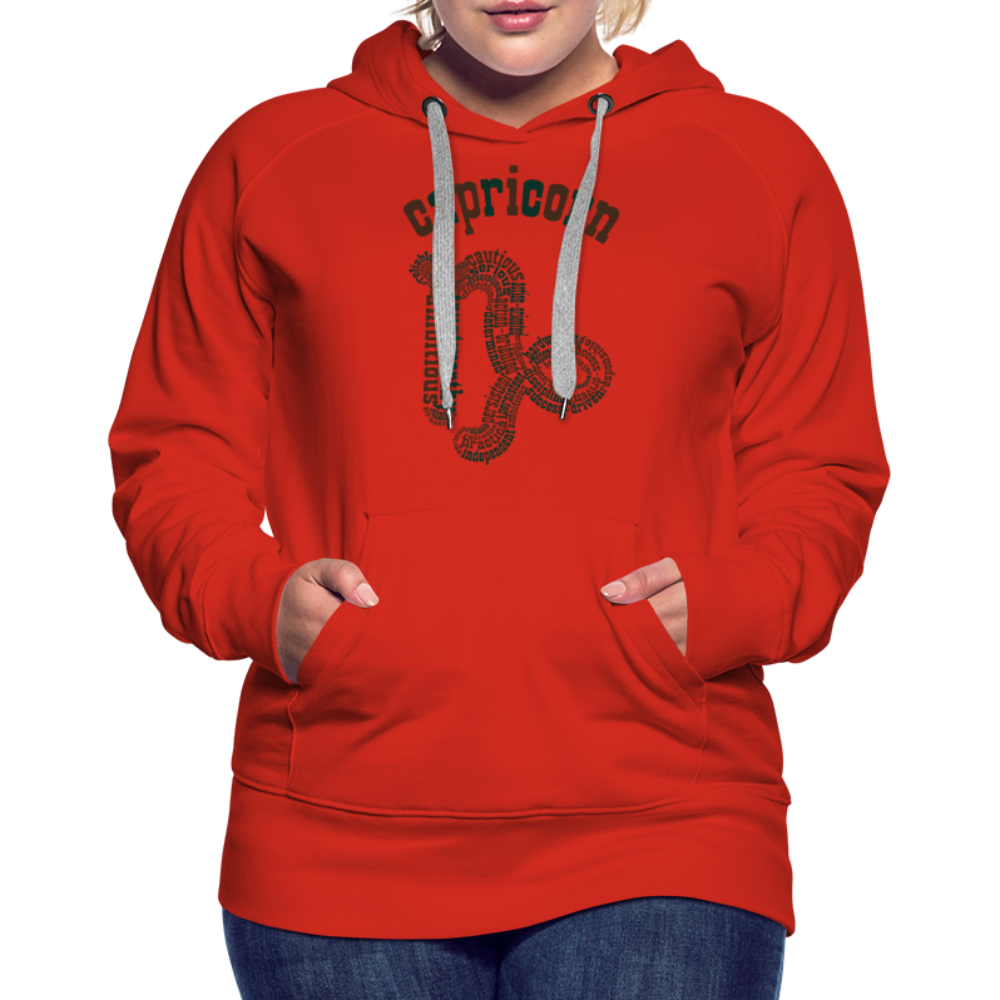 Women's Power Words Capricorn Premium Hoodie - red