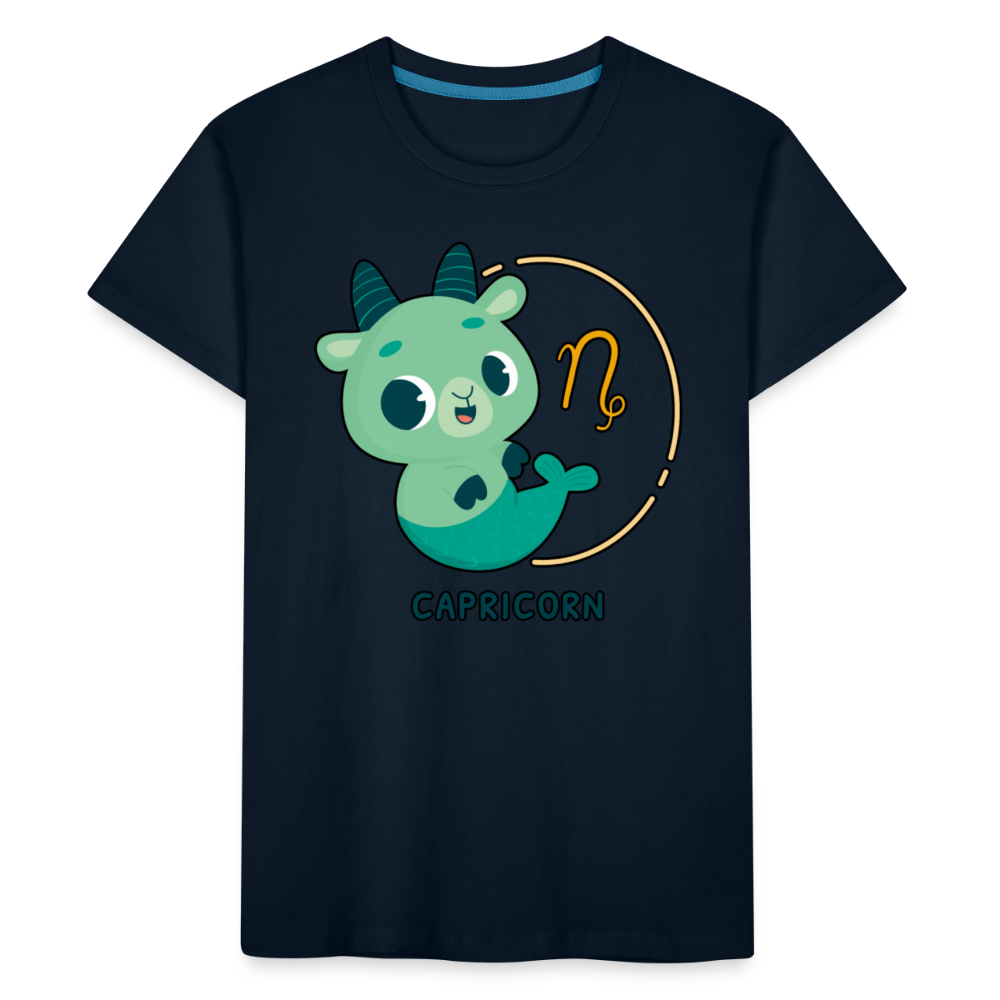 Kid’s Cartoony Capricorn Premium Organic T-Shirt - deep navy