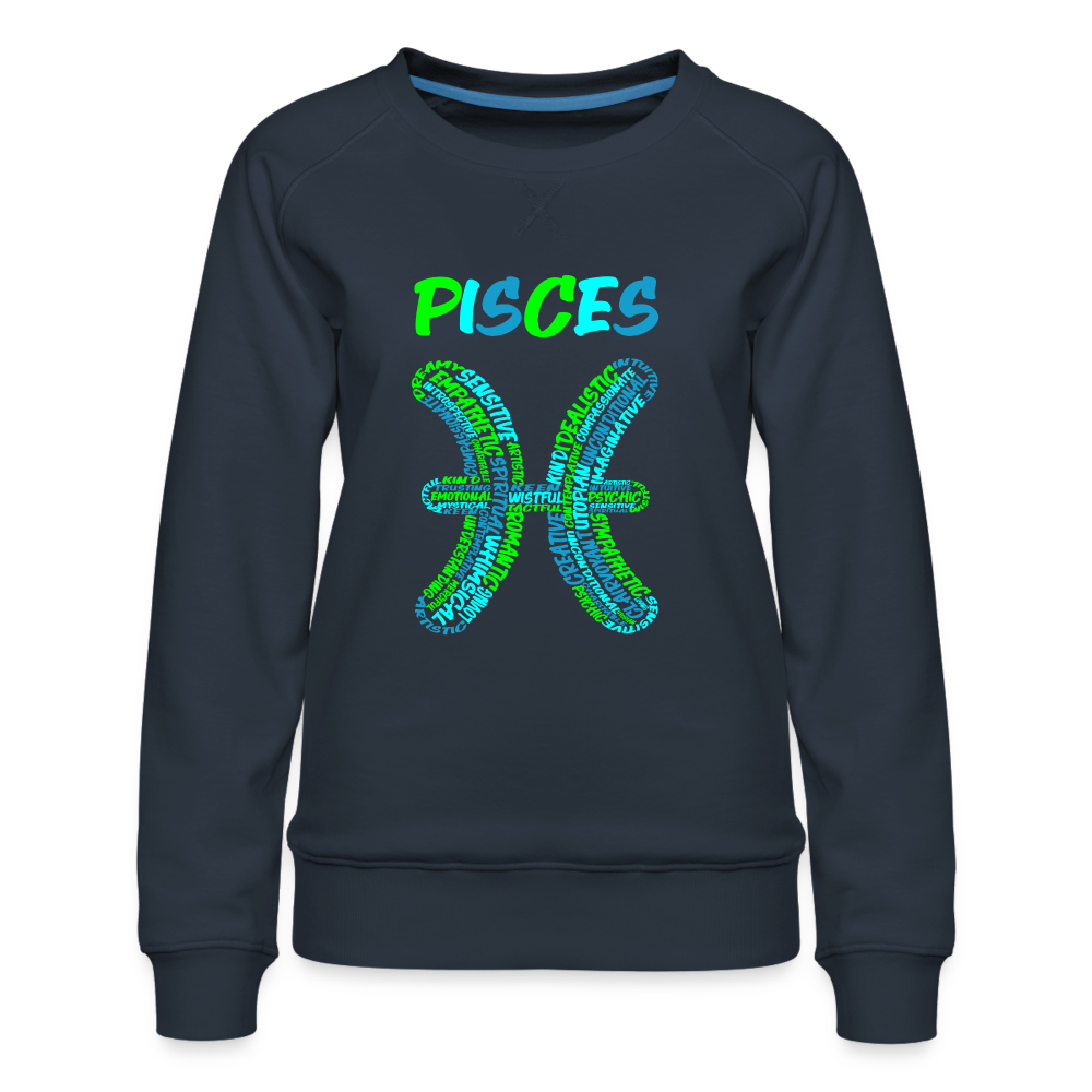 Women's Power Words Pisces Premium Sweatshirt - navy