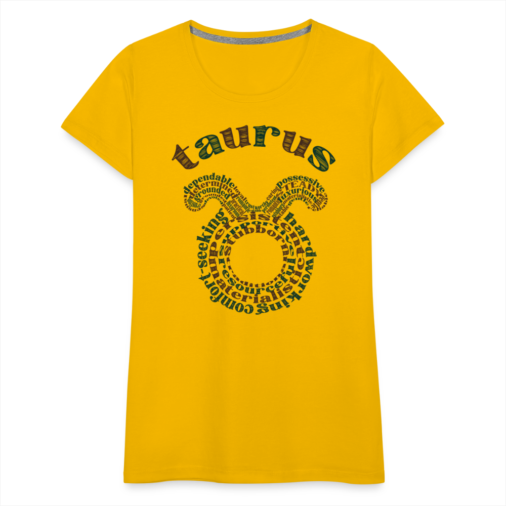 Women's Power Words Taurus Premium T-Shirt - sun yellow