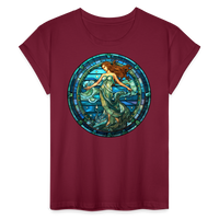 Thumbnail for Women's Mosaic Aquarius Relaxed Fit T-Shirt - burgundy