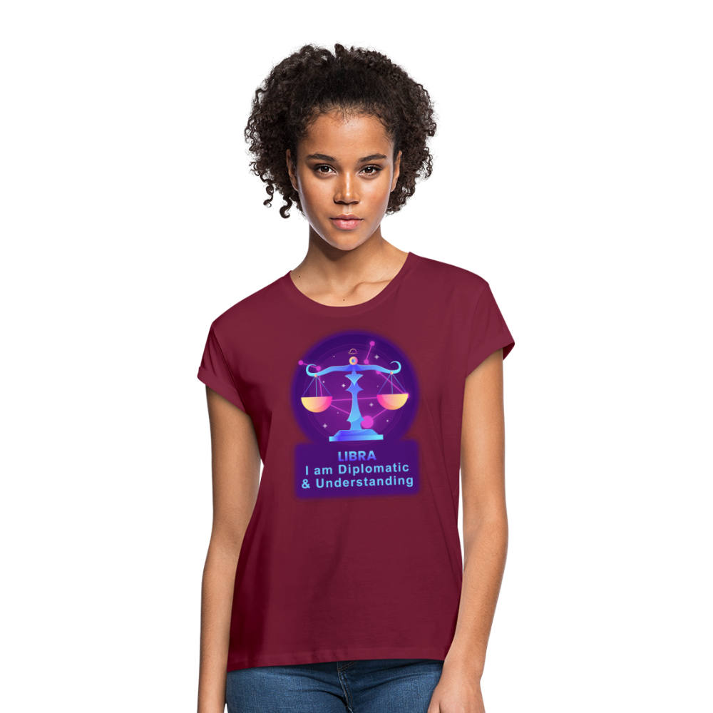 Women's Neon Libra Relaxed Fit T-Shirt - burgundy