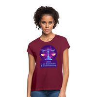 Thumbnail for Women's Neon Libra Relaxed Fit T-Shirt - burgundy